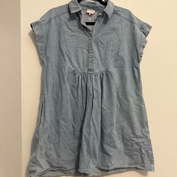 Entro Blue Pleated Polo Collar Sundress - Picture 1 of 3